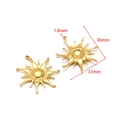 Ciondolo a forma di girasole dorato in acciaio inossidabile con viso sorridente DIY - Sole Liscio 36*33mm Foro 1.8mm Oro