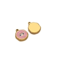 Pink enamel evil eye charm in gold finish for DIY stainless steel jewelry making - Enamel Eye Pink