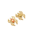 Golden crab charms with marquise orange gemstone and polished metal finish - Orange Spider (19*15mm)