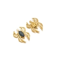 Golden spider pendant with dark blue gemstone and metallic finish for DIY jewelry making - Deep Blue Spider (19*15mm)