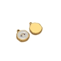 Golden stainless steel evil eye pendant charms with white enamel and wave texture for DIY jewelry - Enamel Eye White
