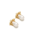 Waterdrop faux pearl pendant with golden textured wings for DIY jewelry making - White Drop Pearl (24*18mm)