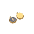 Golden Hamsa Hand charms with light blue relief pattern in irregular round shape - Hamsa Eye Blue