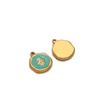 Hamsa Hand and Evil Eye gold pendant charm with turquoise enamel for DIY jewelry - Hamsa Eye Green