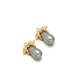 Gray teardrop faux pearl pendant with golden insect wing texture for jewelry making - Dark Gray Drop Pearl (24*18mm)