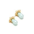 Golden wing-shaped charms with light blue teardrop pendants for DIY jewelry making - Light Blue Drop Pearl (24*18mm)