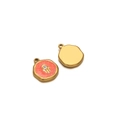 Hamsa Hand and Evil Eye gold-plated charms with coral red enamel detail and smooth back - Hamsa Eye Orange