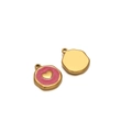 Pink enamel heart charm in gold plated stainless steel for DIY jewelry making - Heart Rose Red