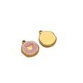Pink enamel heart charm in gold finish for DIY necklace and jewelry making - Heart Pink