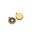 Vintage gold-plated irregular charms with black enamel star and solid disc for DIY jewelry - Five-pointed Star Black