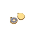 Golden heart pendant with light blue texture and a 3D star charm for DIY jewelry - Star - Blue