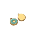 Golden star charm pendant with turquoise enamel inlay for DIY jewelry making - Green Star