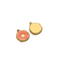 Golden stainless steel heart pendant with pink enamel and gold star for DIY jewelry - Star Orange