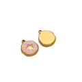 Irregular star-shaped gold pendant with pink enamel petals and smooth reverse side - Pentagram Pink