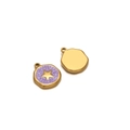 Gold stainless steel purple heart charm pendant with star detail for DIY necklaces - Purple with Black Stars