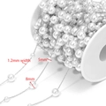 Roestvrijstalen schakelketting met 5mm en 8mm witte parels voor doe-het-zelf sieraden - 8+5mm Parel 1.2mm Afgeplatte Kruis Ketting Staal Kleur