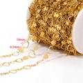Golden heart-shaped stainless steel chain on a white spool with 10mm and 6.5mm links - Heart Shape Handmade Chain / Gold