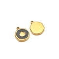 Golden irregular round fish tail pendant with black enamel shell pattern inlay - Shell / 1.7mm Inner Hole / Black