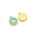 Golden irregular round pendant with sky blue texture and shell detail for DIY jewelry - Shell / 1.7mm Inner Hole / Green