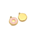 Pendentif coquillage en émail rose et acier inoxydable doré avec finition mate polie - Coquillage / Trou Intérieur 1.7mm / Rose