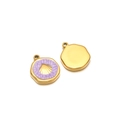 Pendentif queue de poisson doré avec texture coquille violette et relief doré - Coquillage / Trou Intérieur 1.7mm / Violet