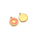 Pendentifs coquillages dorés avec émail rose montrant les vues avant et arrière - Coquillage / Trou Intérieur 1.7mm / Orange
