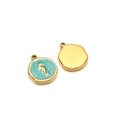 Pendentifs hippocampe dorés avec émail turquoise et métal texturé pour bijoux DIY - Petit hippocampe / Trou Intérieur 1.7mm / Vert