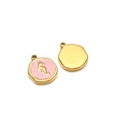 Pendentif hippocampe en acier inoxydable doré et émail rose pour bijoux DIY - Petit hippocampe / Trou Intérieur 1.7mm / Rose