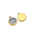 Pendentif queue de poisson émail bleu et or avec oiseau abstrait pour bijoux DIY faits main - Queue de Poisson / Trou Intérieur 1.7mm / Bleu