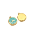 Pendentif queue de poisson en émail turquoise avec relief d'oiseau doré DIY - Queue de Poisson / Trou Intérieur 1.7mm / Vert