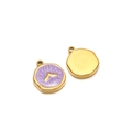 Pendentif queue de sirène dorée avec émail lavande et finition métallique texturée - Queue de Poisson / Trou Intérieur 1.7mm / Violet