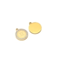 Pendente Gemini dorato con cristalli scintillanti e retro in acciaio inox lucido - Gemelli / Oro