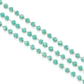 Faceted 3mm mint green crystal bead chain with gold wire linking for jewelry making - 3mm Green Crystal Gold