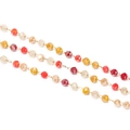 3mm faceted crystal bead chain with red and orange stones on gold wire for DIY jewelry - 3mm Mixed Crystal Gold 1