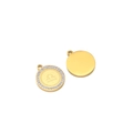 Golden stainless steel Libra zodiac pendant with round white zircon stones inlay - Libra / Gold