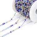 3mm faceted crystal bead chain with blue and grey beads on a spool for DIY jewelry - 3mm Mixed Crystal Gold 2
