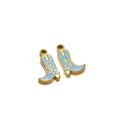 Golden cowboy boot pendant with light blue enamel and intricate texture for DIY jewelry - Regular Style / Gold Boot Enamel Blue