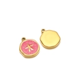 Pendentifs queue de sirène en émail rose et acier inoxydable doré pour bijoux DIY - Étoile de mer / Trou Intérieur 1.7mm / Rouge Rose
