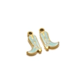 Western cowboy boot pendant in light blue enamel and gold finish for DIY jewelry - Regular Style / Gold Boot Enamel Green