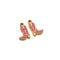 Golden cowboy boot pendant with pink glitter enamel for DIY necklace and earring projects - Regular Style / Gold Boot Enamel Rose Pink
