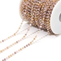 Chaîne de perles en cristal facetté 3mm lavande et champagne sur bobine blanche - 3mm Cristal Mixte Or 4