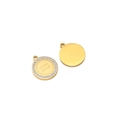 Gold plated stainless steel Aquarius zodiac pendant with small white cubic zirconia - Aquarius / Gold