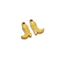 Cowboy-Stiefel Anhänger aus vergoldetem Edelstahl mit gelber Emaille-Füllung - Goldene Stiefel Emaille Zitronengelb
