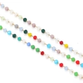Chaîne de perles en cristal facetté de 3mm avec anneaux dorés pour bijoux DIY - 3mm Mixte Rouge Blanc Chaîne Or