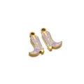 Goldene Cowboy-Stiefel Anhänger mit hellviolettem Marmor-Emaille für DIY-Schmuck - Goldene Stiefel Emaille Lila