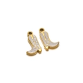 Goldener Edelstahl Stiefelanhänger mit weißem Emaille-Marmor für DIY-Schmuck - Goldene Stiefel Emaille Weiß
