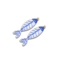 Fish-shaped pendant with blue bone pattern and golden metal frame for DIY jewelry - Blue