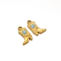 Goldene Cowboy-Stiefel Anhänger mit blauen Emaille-Sternen für DIY Halsketten - Goldene Stiefel Stern Blau