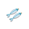 Blue and white fish charm pendant with gold hole for DIY necklace jewelry making - Light Blue
