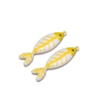 Pair of fish enamel charms in yellow and white for DIY necklace and earring making - Lemon Yellow